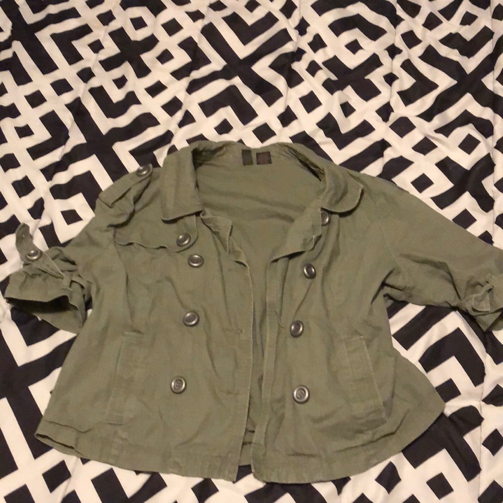 Navy green cropped  military style anorak